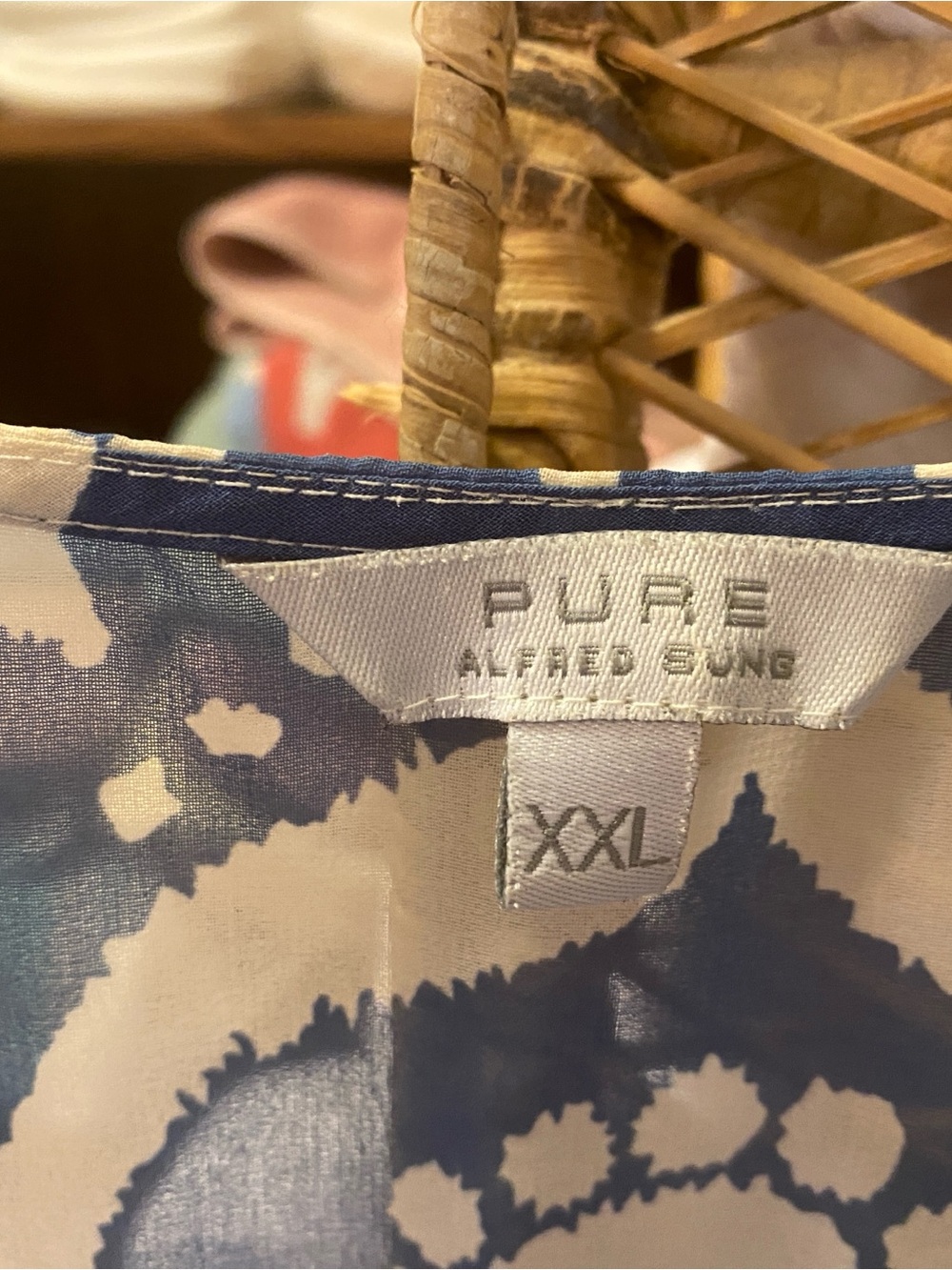 Alfred Sung PURE XXL Blue & White Sleeveless Blouse|Coastal Chic Summer Tank - Picture 3 of 4